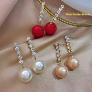 Vintage Style Fashionable Design Women’s Earrings Rhinestone Tassel Long Pearl Drop Stylish Vogue